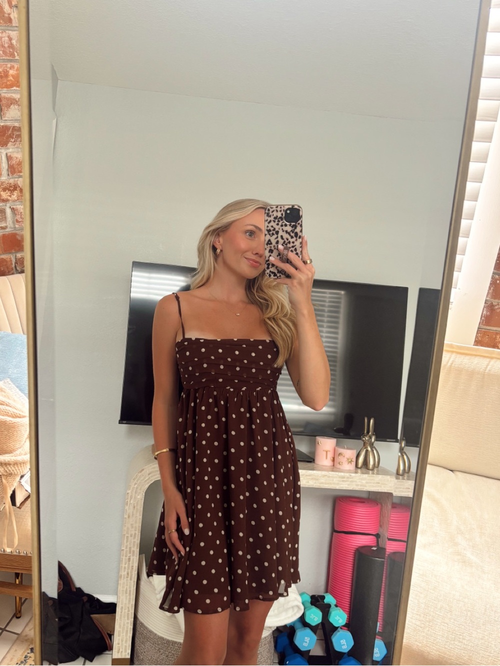 NWT Pants Store Brown Polka Dot Mini Dress
